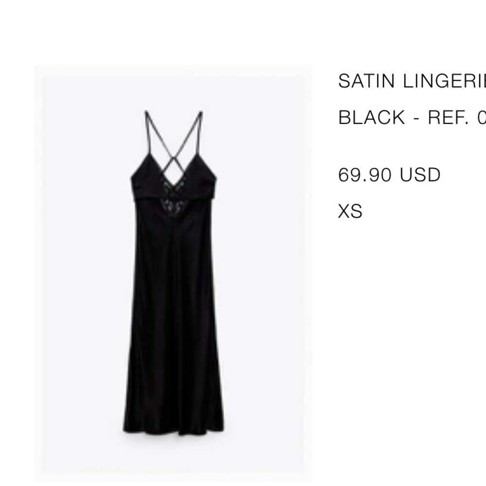 Zara Satin Lingerie Style Dress Black